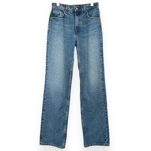 GRLFRND The Sophia Super High Rise Tomboy Straight Leg Blue Jeans